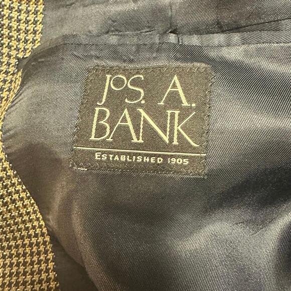 Jos. A Bank Tan and Blue Houndstooth Silk Wool Classic Blazer Size 44R - Picture 5 of 9